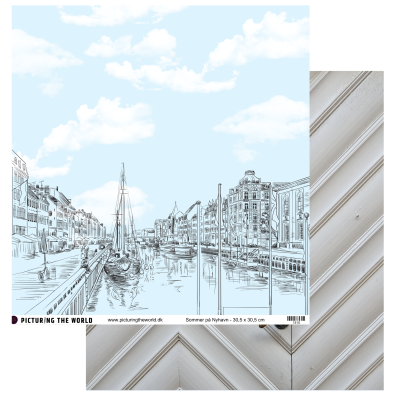 Add on August - EKSTRA PTW Design - Sommer På Nyhavn 12x12 mønsterpapir- sælges kun til kitklubmedlemmer
