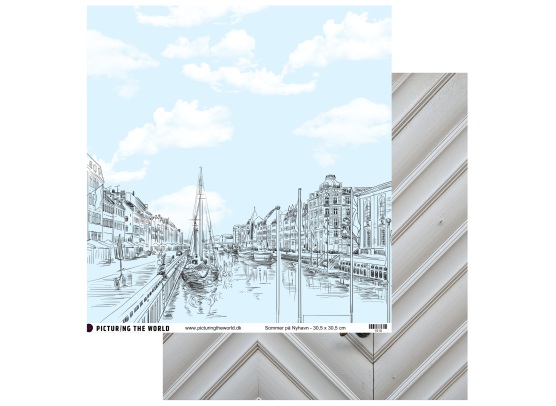 Add on August - EKSTRA PTW Design - Sommer På Nyhavn 12x12 mønsterpapir- sælges kun til kitklubmedlemmer