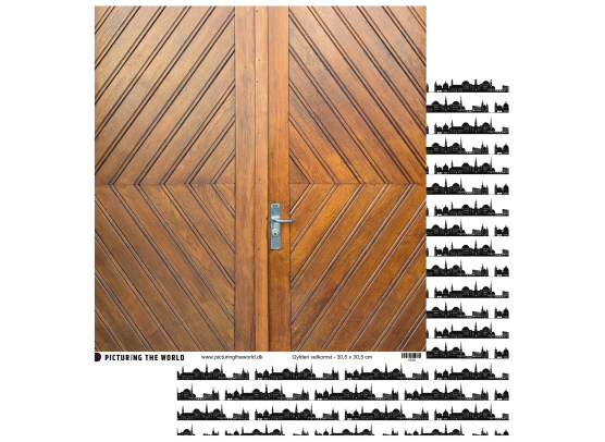 Add on August - EKSTRA PTW Design - Gylden Velkomst 12x12 mønsterpapir- sælges kun til kitklubmedlemmer