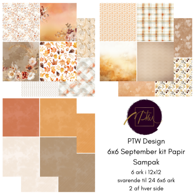 Add on September - PTW Design - 6x6 September Kit Papirsampak - 6 ark 12x12 - Sælges kun til kitklubmedlemmer