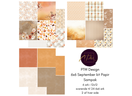 Add on September - PTW Design - 6x6 September Kit Papirsampak - 6 ark 12x12 - Sælges kun til kitklubmedlemmer
