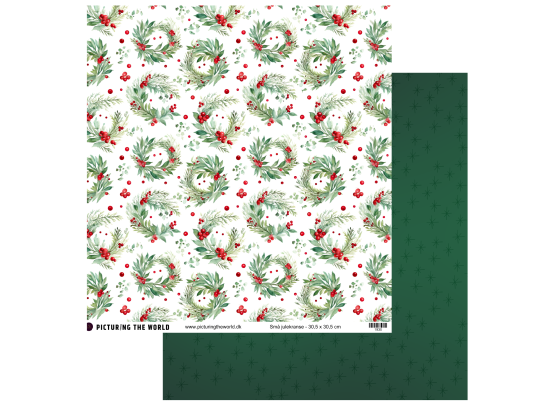 Add on Oktober - EKSTRA PTW Design - Små julekranse 12x12 mønsterpapir- sælges kun til kitklubmedlemmer