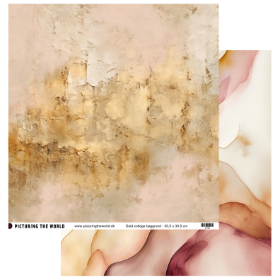 Add on December - EKSTRA PTW Design - Guld Collage Baggrund 12x12 mønsterpapir- sælges kun til kitklubmedlemmer