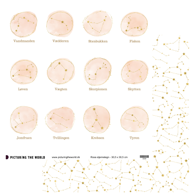 Add on December - EKSTRA PTW Design Klippeark - Rosa Stjernetegn - sælges kun til kitklubmedlemmer