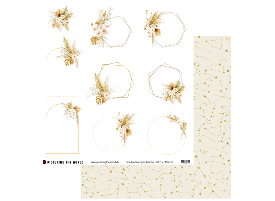 Add on December - EKSTRA PTW Design Klippeark - Fine Blomsterguld Kranse - sælges kun til kitklubmedlemmer