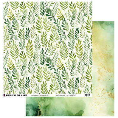 Add on Januar - EKSTRA PTW Design - Blad Baggrund 12x12 mønsterpapir- sælges kun til kitklubmedlemmer