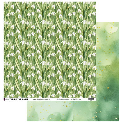 Add on Januar - EKSTRA PTW Design - Små Vintergække 12x12 mønsterpapir- sælges kun til kitklubmedlemmer