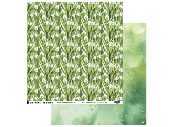 Add on Januar - EKSTRA PTW Design - Små Vintergække 12x12 mønsterpapir- sælges kun til kitklubmedlemmer