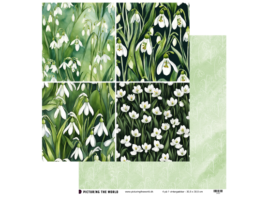 Add on Januar - EKSTRA PTW Design - 4 på 1 Vintergække 12x12 mønsterpapir- sælges kun til kitklubmedlemmer