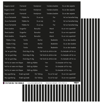 Add on Februar - PTW Design Klippeark - Sorte Herre tekster - sælges kun til kitklubmedlemmer