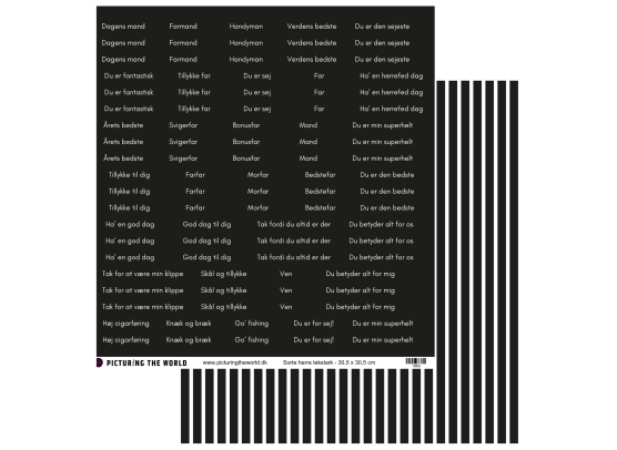 Add on Februar - PTW Design Klippeark - Sorte Herre tekster - sælges kun til kitklubmedlemmer
