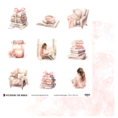 Add on Marts - PTW Design - Lyserød Læsehygge 12x12 klippeark - sælges kun til kitklubmedlemmer