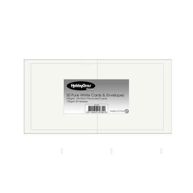 HobbyGros Storage - 50 Sæt 10x10 cm Kort/Kuverter - Pure White