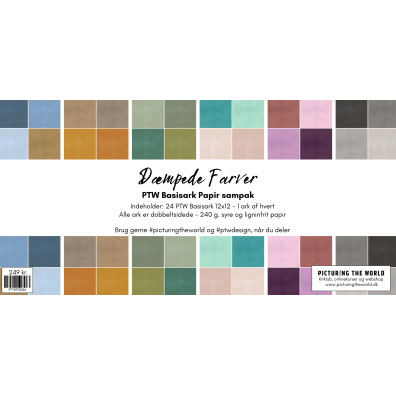 PTW Design - Basisark Papir Sampak 12x12 - Dæmpede Farver
