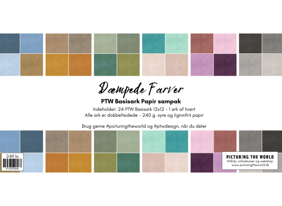 PTW Design - Basisark Papir Sampak 12x12 - Dæmpede Farver