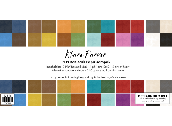 PTW Design - Basisark Papir Sampak 6x6 - Klare Farver