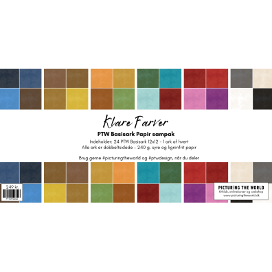 PTW Design - Basisark Papir Sampak 12x12 - Klare Farver