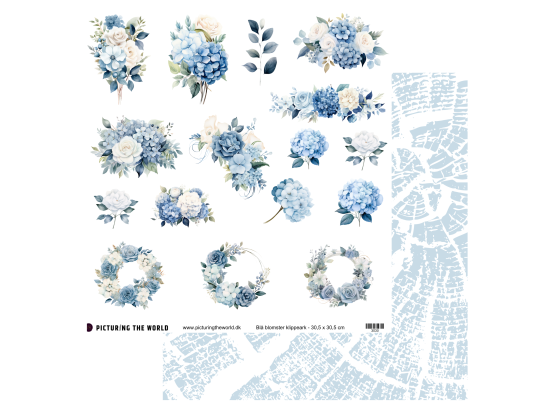 PTW Design Blå Blomsterdrømme - Klippeark - Blå Blomster