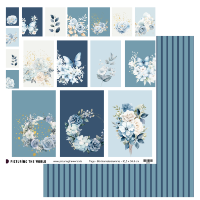 PTW Design Blå Blomsterdrømme - Klippeark - Tags Blå Blomsterdrømme