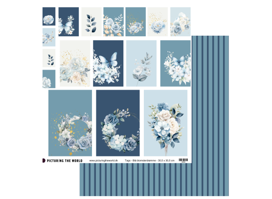PTW Design Blå Blomsterdrømme - Klippeark - Tags Blå Blomsterdrømme