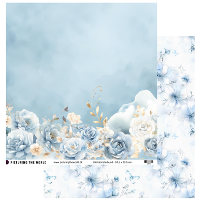 PTW Design Blå Blomsterdrømme - 12x12 Mønsterpapir - Blå Blomsterbund