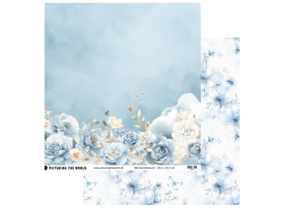 PTW Design Blå Blomsterdrømme - 12x12 Mønsterpapir - Blå Blomsterbund