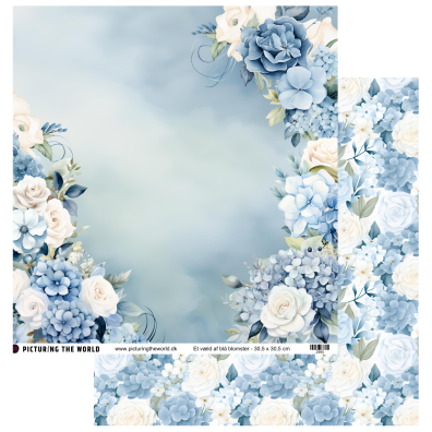 PTW Design Blå Blomsterdrømme - 12x12 Mønsterpapir - Et Væld af Blå Blomster