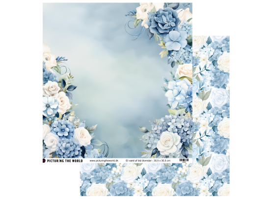PTW Design Blå Blomsterdrømme - 12x12 Mønsterpapir - Et Væld af Blå Blomster