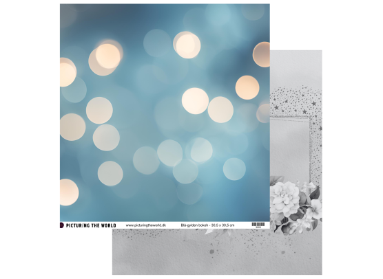 PTW Design Blå Blomsterdrømme - 12x12 Mønsterpapir - Blå-gylden Bokeh
