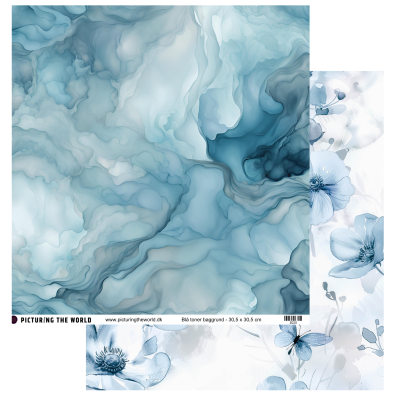PTW Design Blå Blomsterdrømme - 12x12 Mønsterpapir - Blå Toner Baggrund