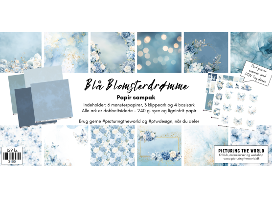 PTW Design Blå Blomsterdrømme - Papir Sampak