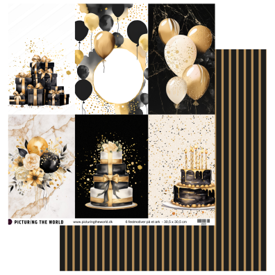 PTW Design Gyldne Festtoner - Klippeark - 6 Festmotiver på 1 ark