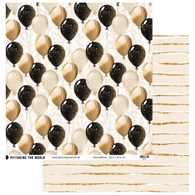 PTW Design Gyldne Festtoner - 12x12 Mønsterpapir - Fest Balloner