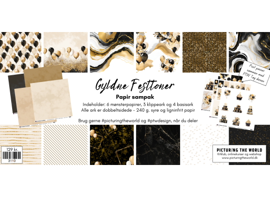 PTW Design Gyldne Festtoner - Papir Sampak