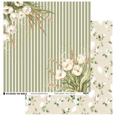 Add on April - EKSTRA PTW Design - Forårs Tulipaner 12x12 mønsterpapir - sælges kun til kitklubmedlemmer