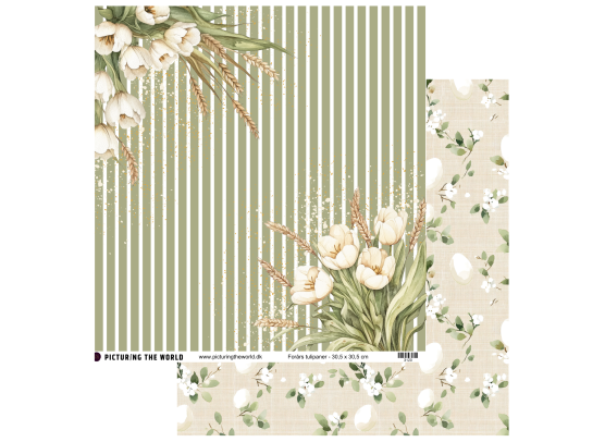 Add on April - EKSTRA PTW Design - Forårs Tulipaner 12x12 mønsterpapir - sælges kun til kitklubmedlemmer