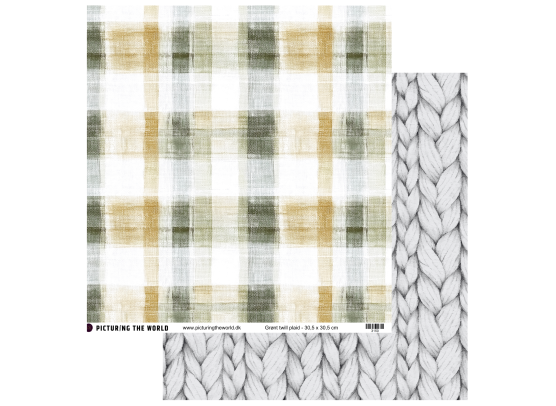 Add on April - EKSTRA PTW Design - Grønt Twill Plaid 12x12 mønsterpapir - sælges kun til kitklubmedlemmer
