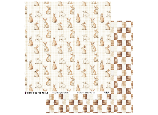 Add on April - EKSTRA PTW Design - Søde Harer 12x12 mønsterpapir - sælges kun til kitklubmedlemmer