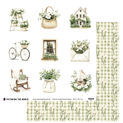 Add on April - PTW Design - Grønne Forårsfornemmelser 12x12 klippeark - Sælges kun til kitklubmedlemmer