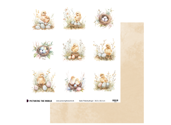 Add on April - PTW Design - Søde Påskekyllinger 12x12 klippeark - Sælges kun til kitklubmedlemmer