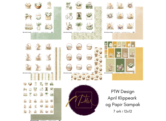 Add on April - PTW Design - April Klippeark og Papirsampak - 7 ark 12x12