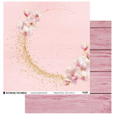 Add on Maj - EKSTRA PTW Design - Magnolia Krans 12x12 mønsterpapir - sælges kun til kitklubmedlemmer