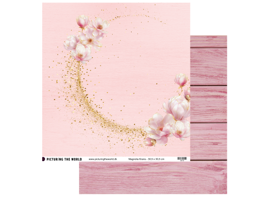 Add on Maj - EKSTRA PTW Design - Magnolia Krans 12x12 mønsterpapir - sælges kun til kitklubmedlemmer
