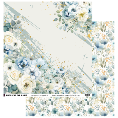 Add on Juni - EKSTRA PTW Design - Artsy Diagonale Blomster 12x12 mønsterpapir - sælges kun til kitklubmedlemmer