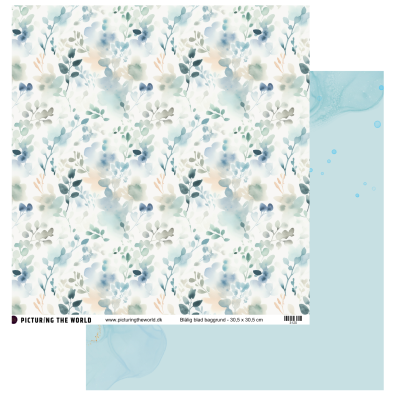Add on Juni - EKSTRA PTW Design - Blålig Blad Baggrund 12x12 mønsterpapir - sælges kun til kitklubmedlemmer