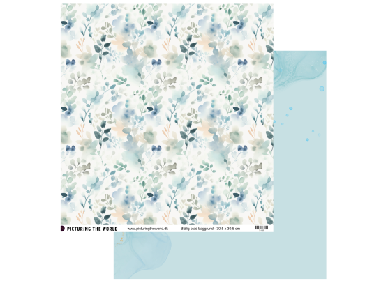 Add on Juni - EKSTRA PTW Design - Blålig Blad Baggrund 12x12 mønsterpapir - sælges kun til kitklubmedlemmer