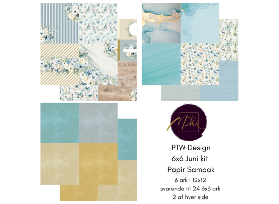 Add on Juni - PTW Design - 6x6 Juni Kit Papirsampak - 6 ark 12x12 - Sælges kun til kitklubmedlemmer