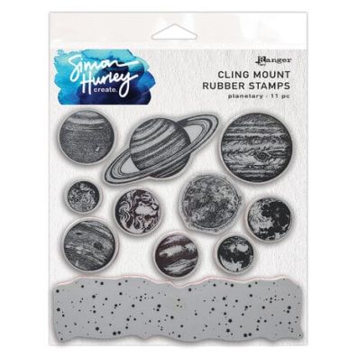 Simon Hurley Create - Cling Mount Rubber Stamps - Planetary - 11 pcs.