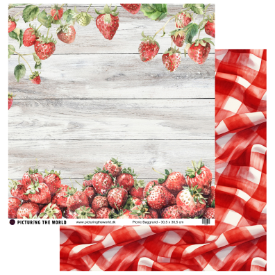 Add on Juli - EKSTRA PTW Design - Picnic Baggrund 12x12 mønsterpapir - sælges kun til kitklubmedlemmer