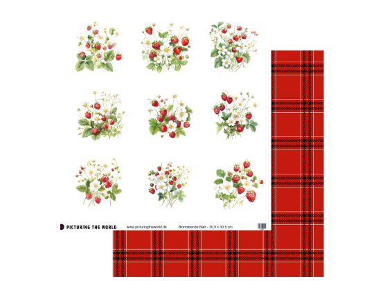 Add on Juli - PTW Design - Blomstrende Bær 12x12 Klippeark - sælges kun til kitklubmedlemmer